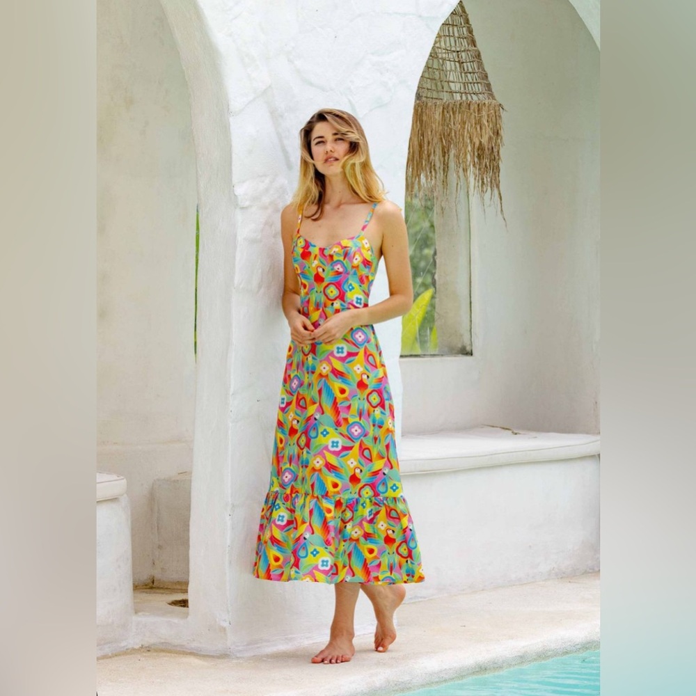 NWT Kenny Flowers XL- The Caribbean - Silk Sweetheart Dress